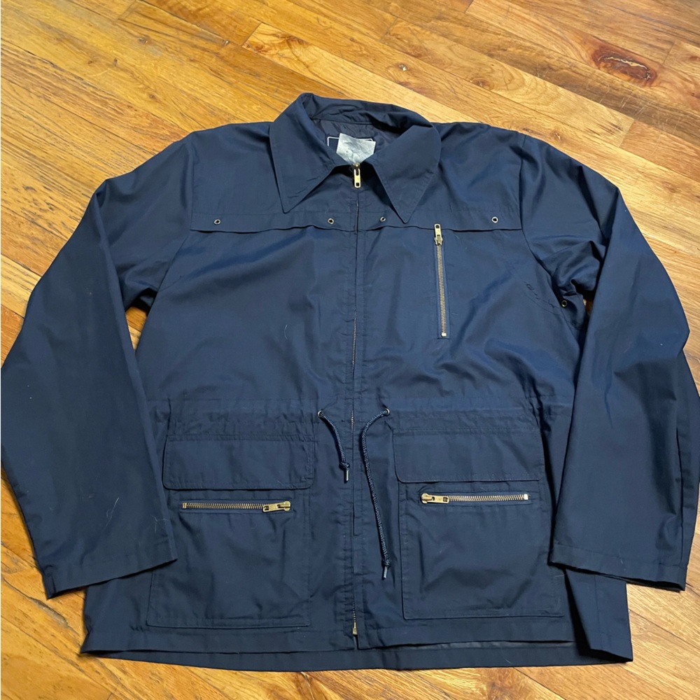 Vintage Navy Drawstring Windbreaker Jacket